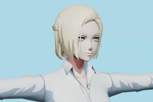 Akira Mado Tokyo-Ghoul, female, woman, people, human, xna, characters, rigged